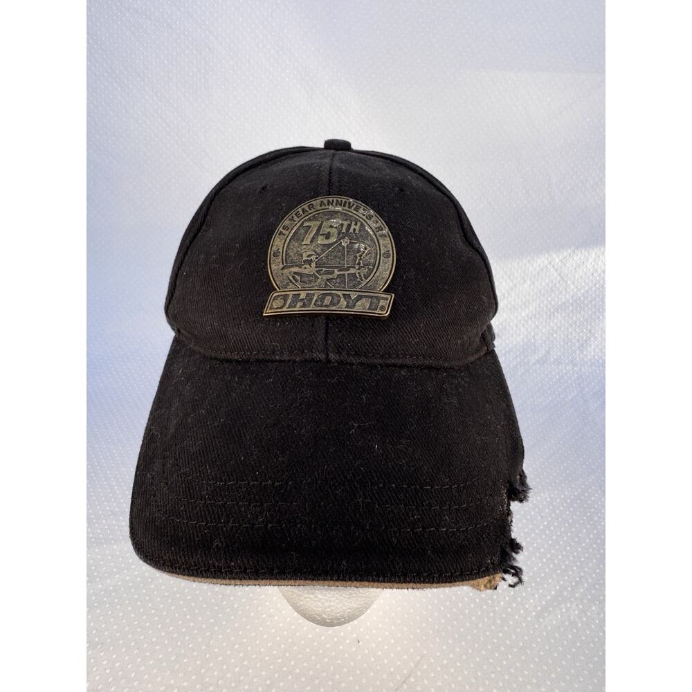 HOYT 75th Anniv Hat One-Size Black Cap w/ Compound Bow Logo Damaged / Distressed